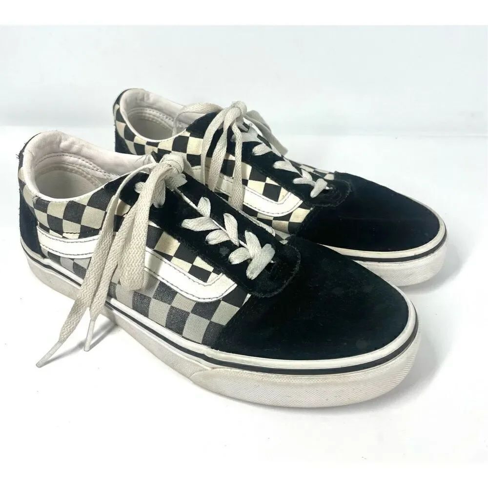 VANS Old Skool Checkerboard Primary Check Sidestripe Low Top Sneaker Women 8.5
